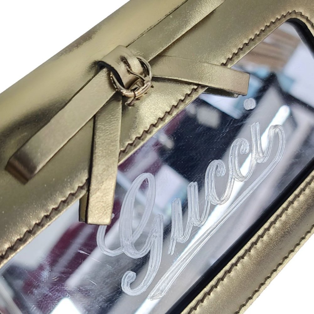 authentic GUCCI Leather Clutch Metallic Gold - Picture 5 of 9